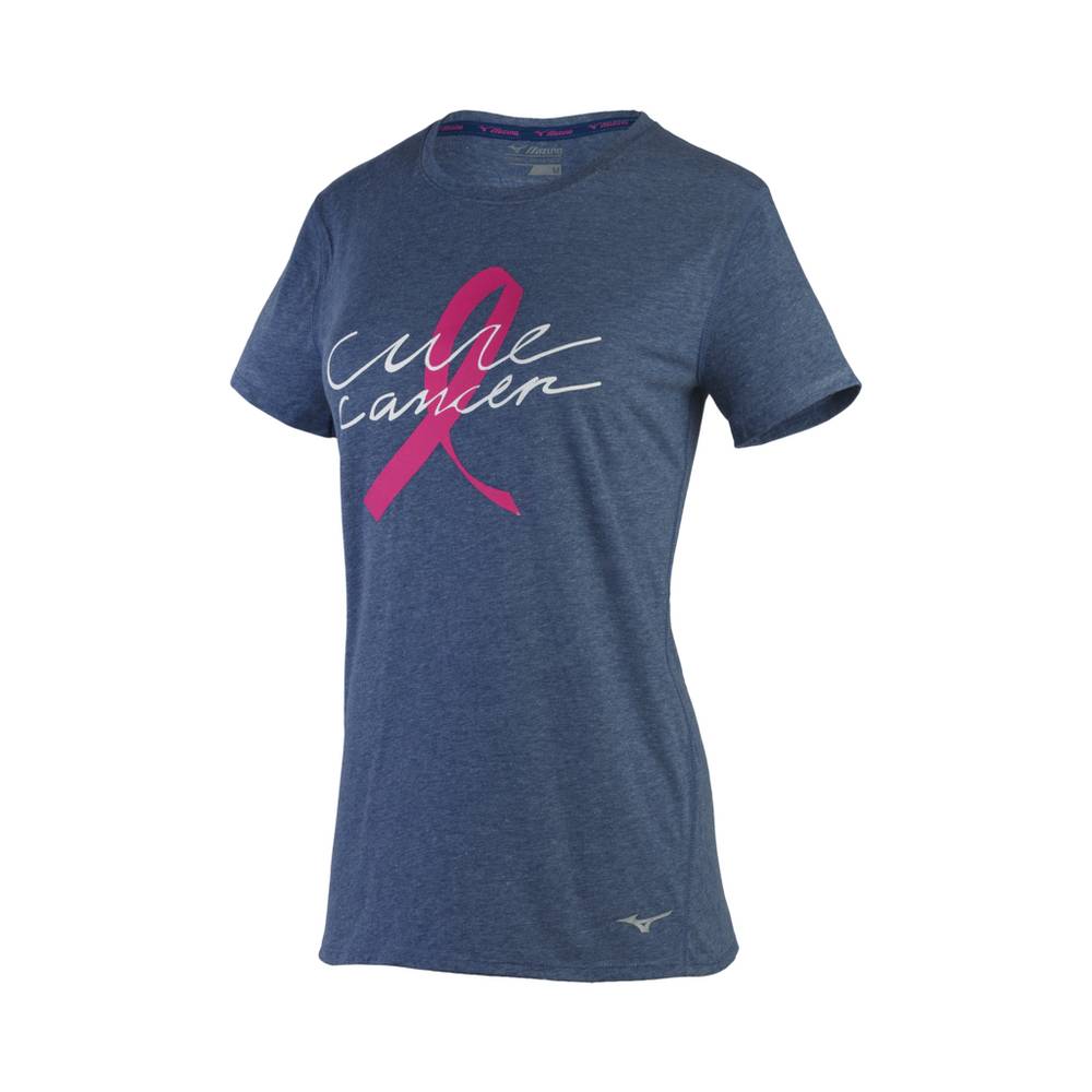 Damske Tričko Mizuno BCRF CURE INSPIRE Modre Vypredaj ZYMV17239